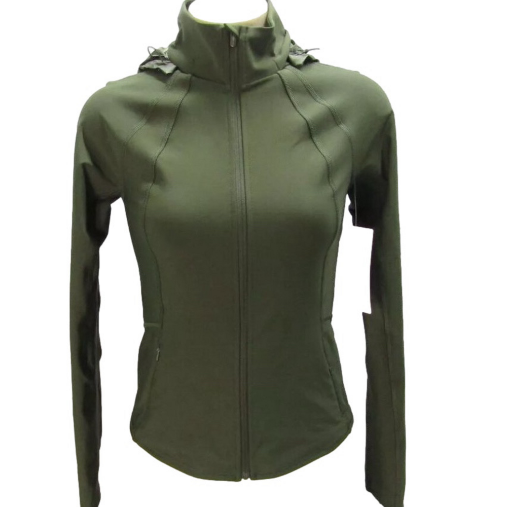 New Athleta Womens Interval Workout Jacket Hooded Aspen Green Size Xs